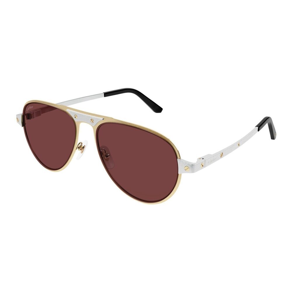 Cartier CT0533S-004 Sunglasses Gold Silver Red Metal